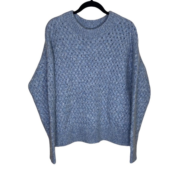 NWT Magaschoni Alpaca Wool Textured Sweater Heather Blue size Large - Picture 1 of 4